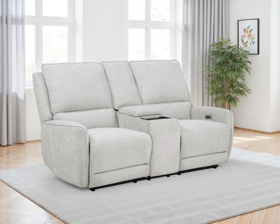 Sylmar - Chenille Upholstered Power Reclining Loveseat - Dove Gray - Image 2