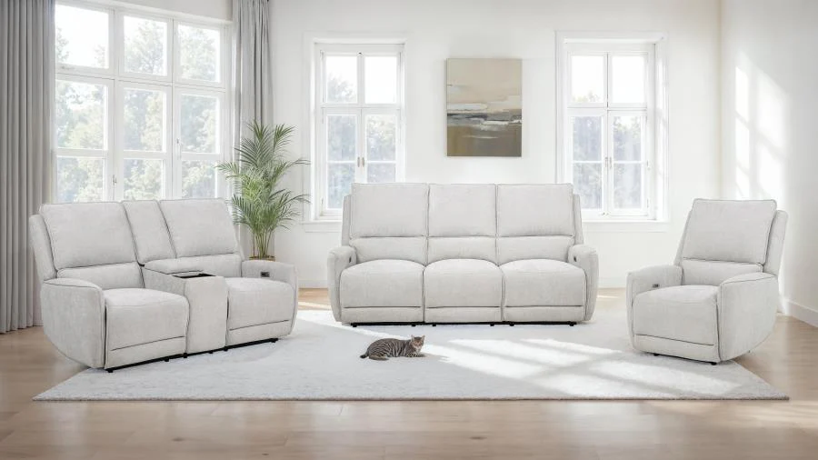 Sylmar - Chenille Upholstered Power Reclining Sofa - Dove Gray - Image 16