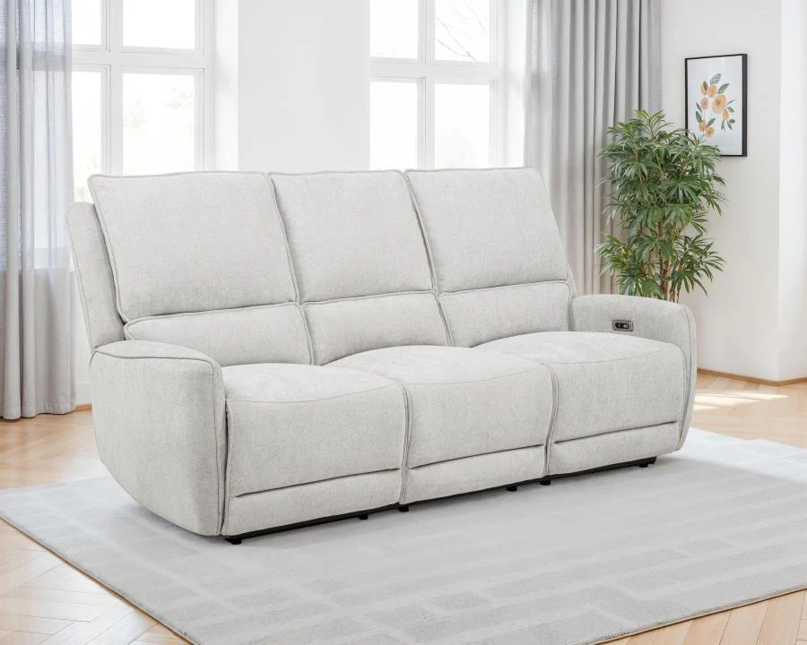 Sylmar - Chenille Upholstered Power Reclining Sofa - Dove Gray - Image 2