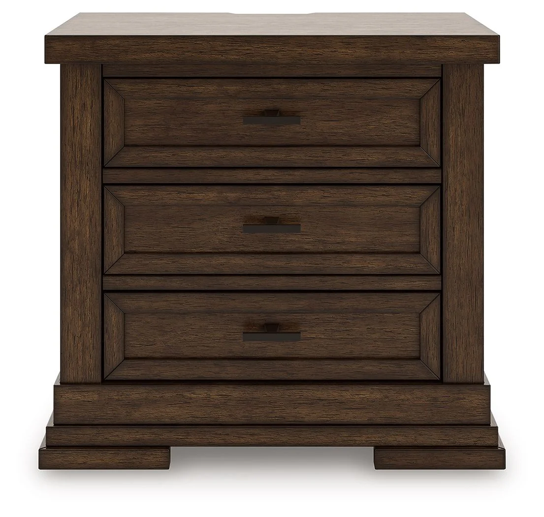 Taffenbrook - Three Drawer Night Stand - Medium Brown - Image 7