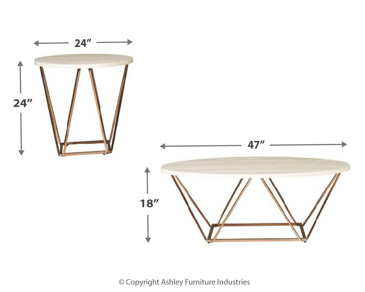 Tarica - Occasional Table Set (Set of 3) - White / Metallic - Image 6