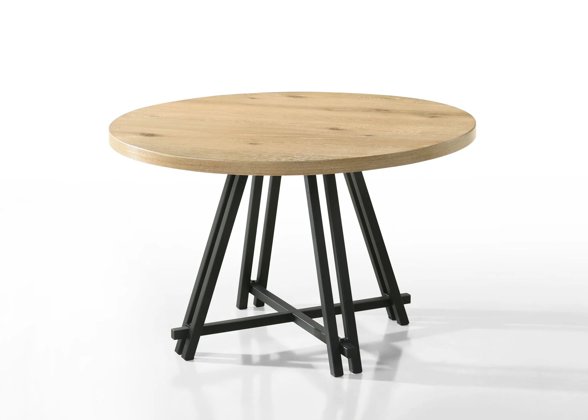 Tate - Round Dining Table With Cream Color Upholstered Chairs (Set of 5) - Oak Finish - Image 7