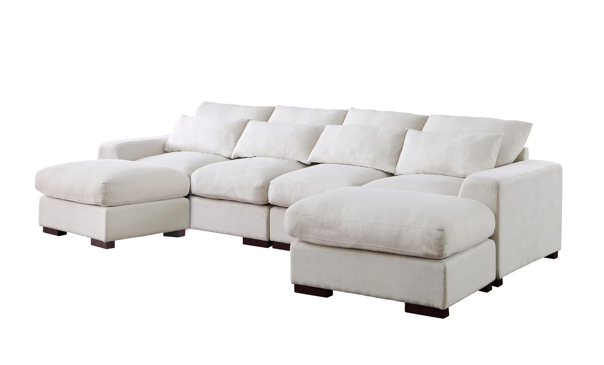 Tatman - Linen Blend Sectional With 2 Ottomans - Image 6
