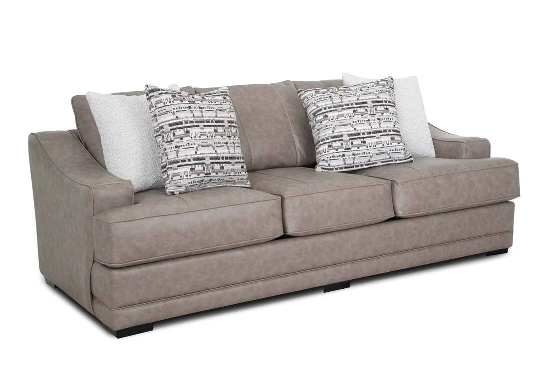 Taupe Gray Transitional 2 Piece Sofa and Loveseat Set with Flared Arms & Reversible Cushions - Image 2