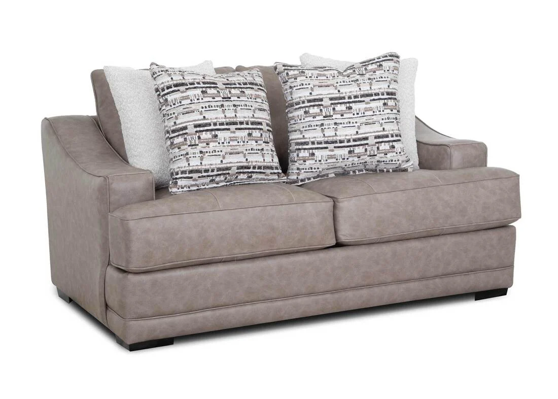 Taupe Gray Transitional 2 Piece Sofa and Loveseat Set with Flared Arms & Reversible Cushions - Image 3