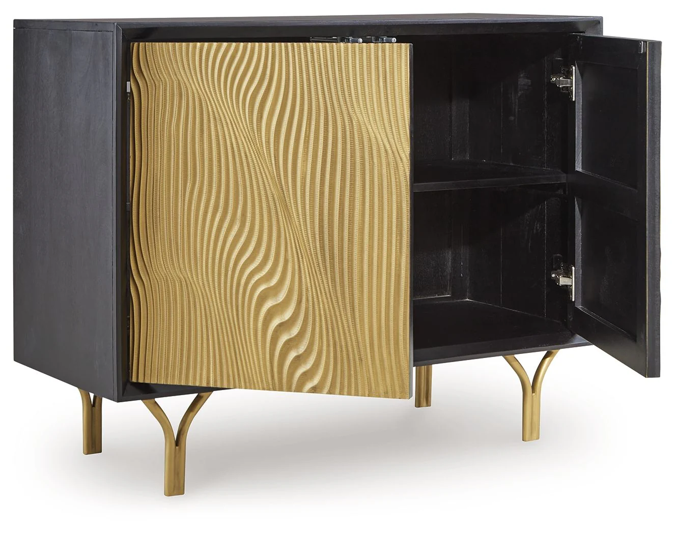 Tayner - Accent Cabinet - Black / Gold Finish - Image 7