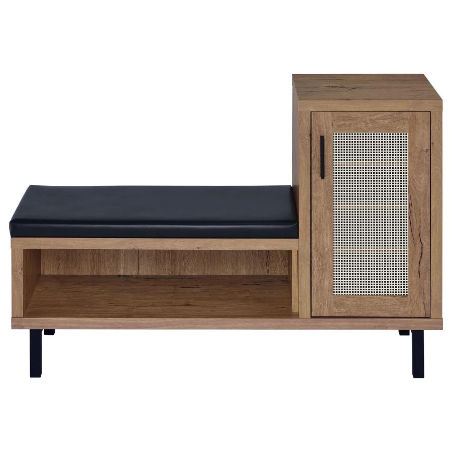 Teller - 1-Door Entryway Shoe Storage Bench - Natural Oak - Image 4
