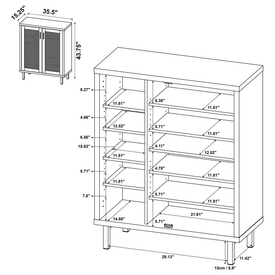 Teller - 2-Door Shoe Storage Cabinet - Natural Oak - Image 11