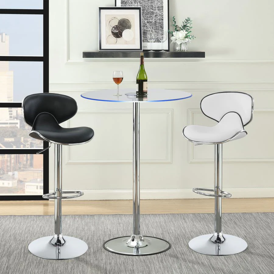 Thea - Round Glass Top LED Bistro Bar Table - Chrome - Image 11