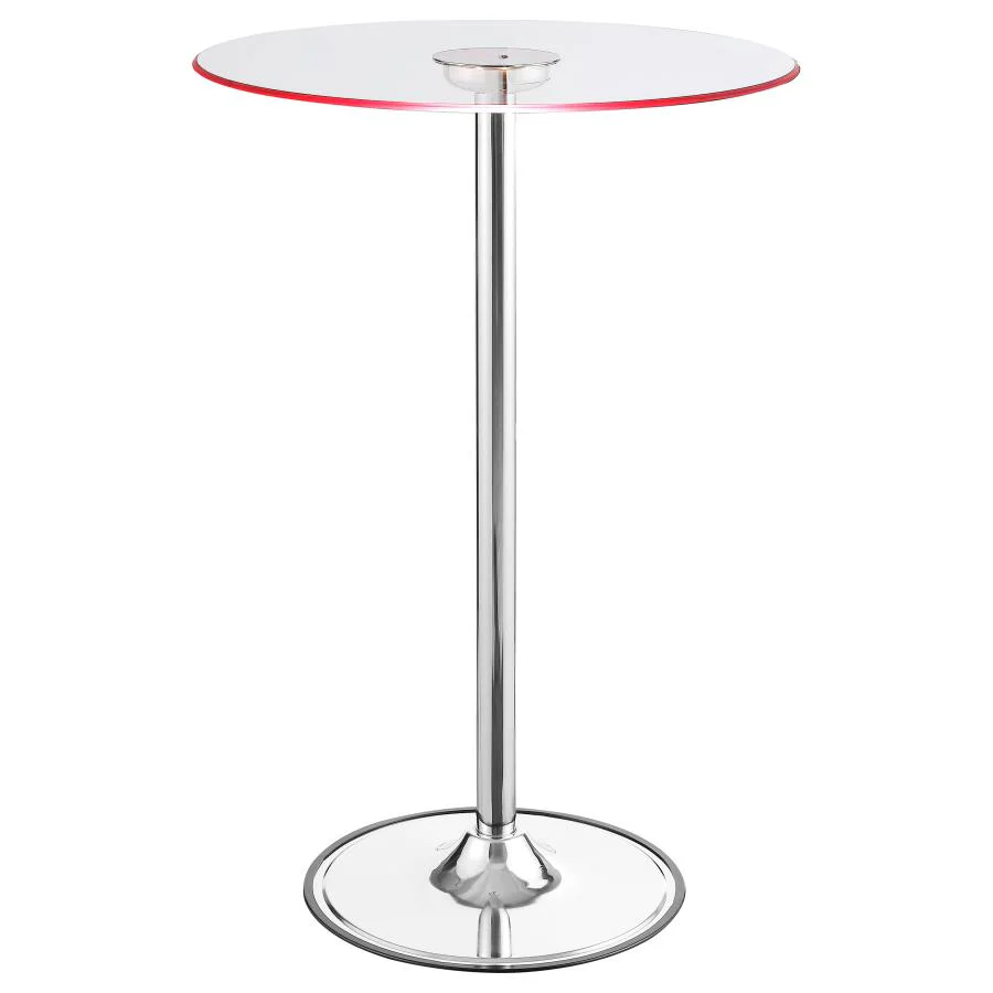 Thea - Round Glass Top LED Bistro Bar Table - Chrome - Image 3