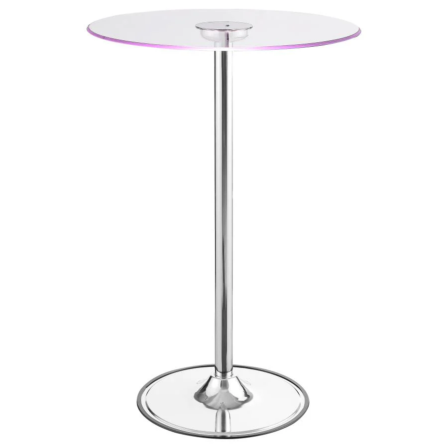 Thea - Round Glass Top LED Bistro Bar Table - Chrome - Image 9