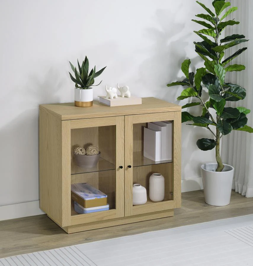 Tilbury - 2-Door Glass Front Accent Display Cabinet - Light Oak - Image 2