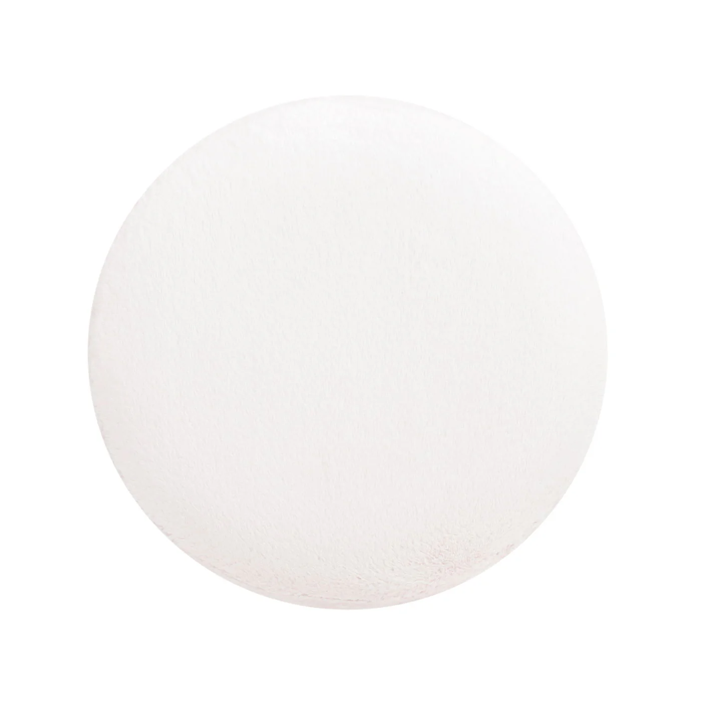 Tilly - Round Fur Upholstered / Burl Pouf Ottoman - White - Image 5