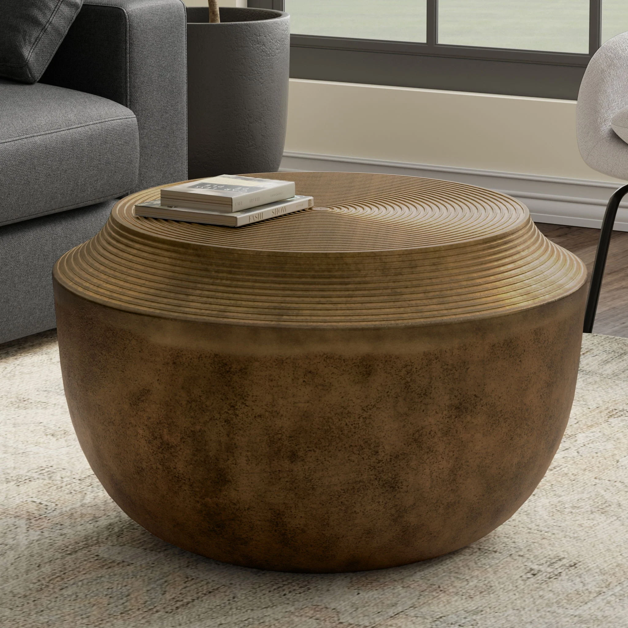 Timmons - Cast Aluminum Coffee Table - Brown - Image 8