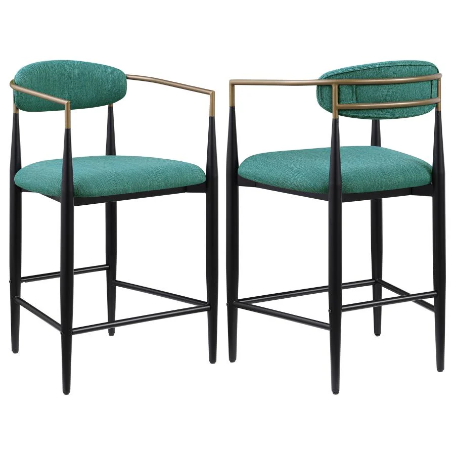Tina - Metal Counter Height Bar Stool With Upholstered Back And Seat (Set of 2) - Image 3