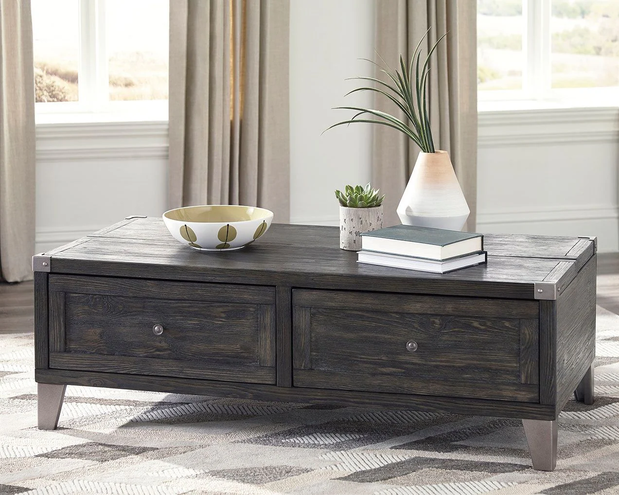 Todoe - Lift Top Cocktail Table - Dark Gray - Image 9