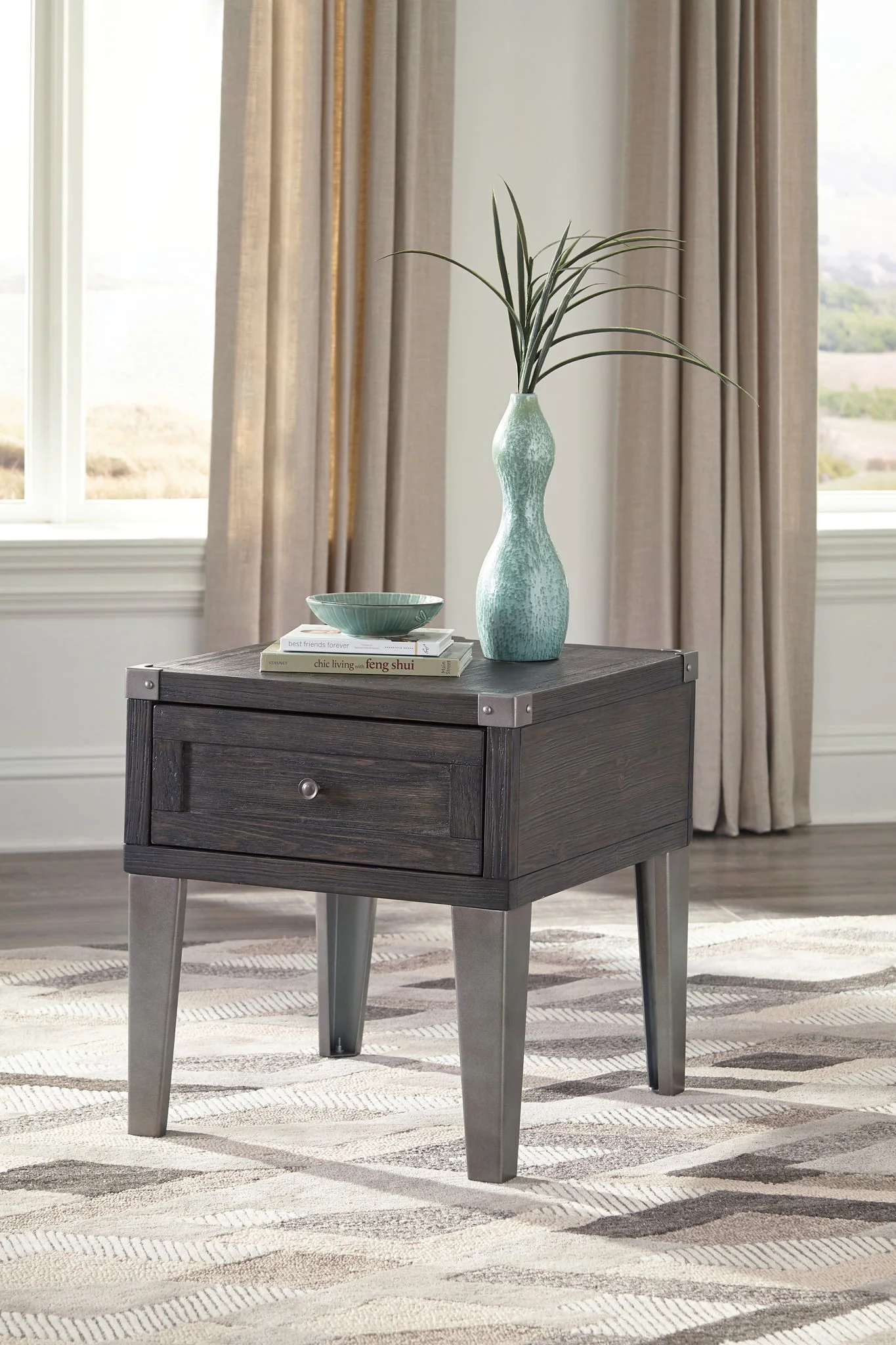 Todoe - Rectangular End Table - Dark Gray - Image 10