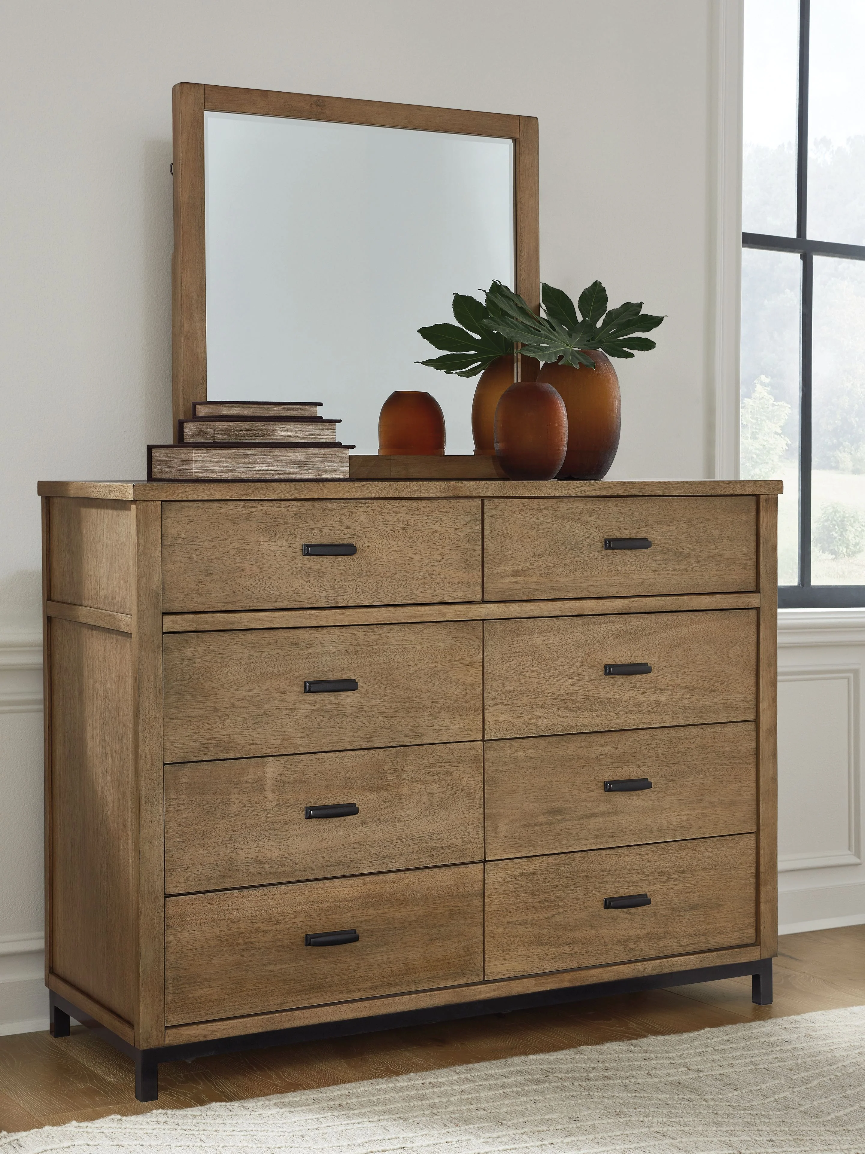 Tomtyn - Dresser And Mirror - Light Brown - Image 5