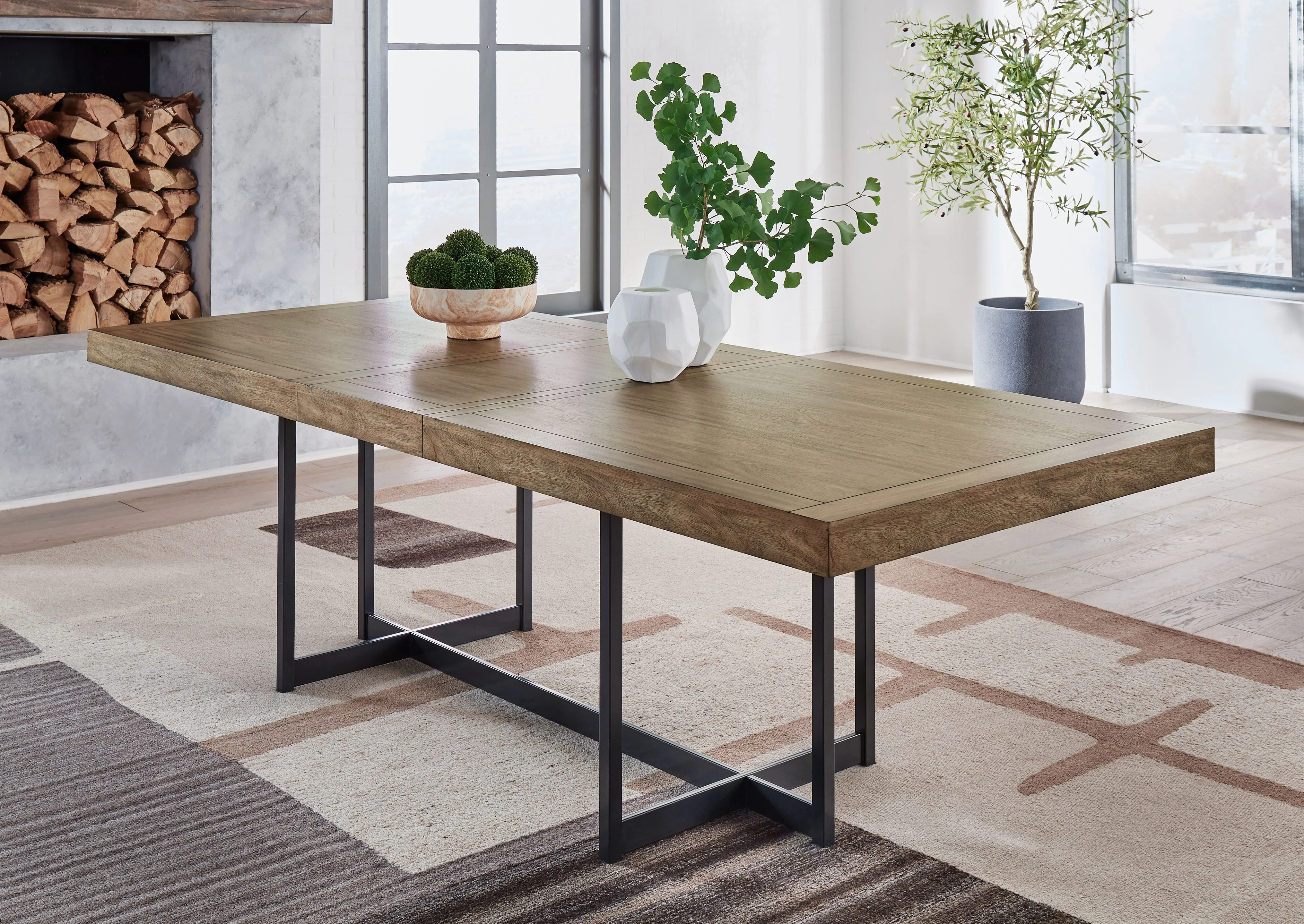 Tomtyn - Rectangular Dining Room Extension Table - Light Brown - Image 9