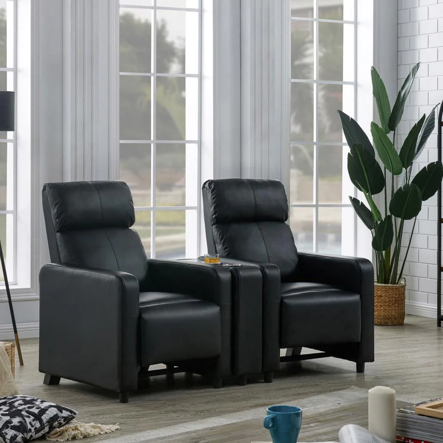 Toohey - Upholstered Home Theater Push Back Recliner - Black - Image 14