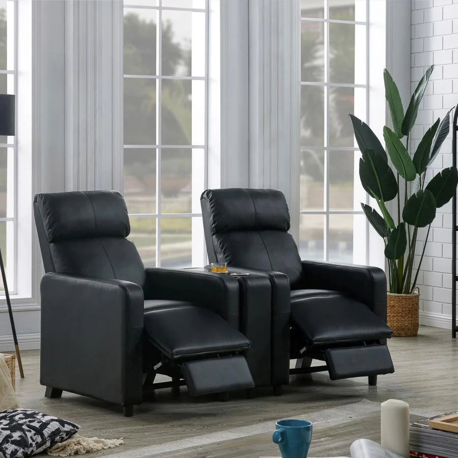 Toohey - Upholstered Home Theater Push Back Recliner - Black - Image 15