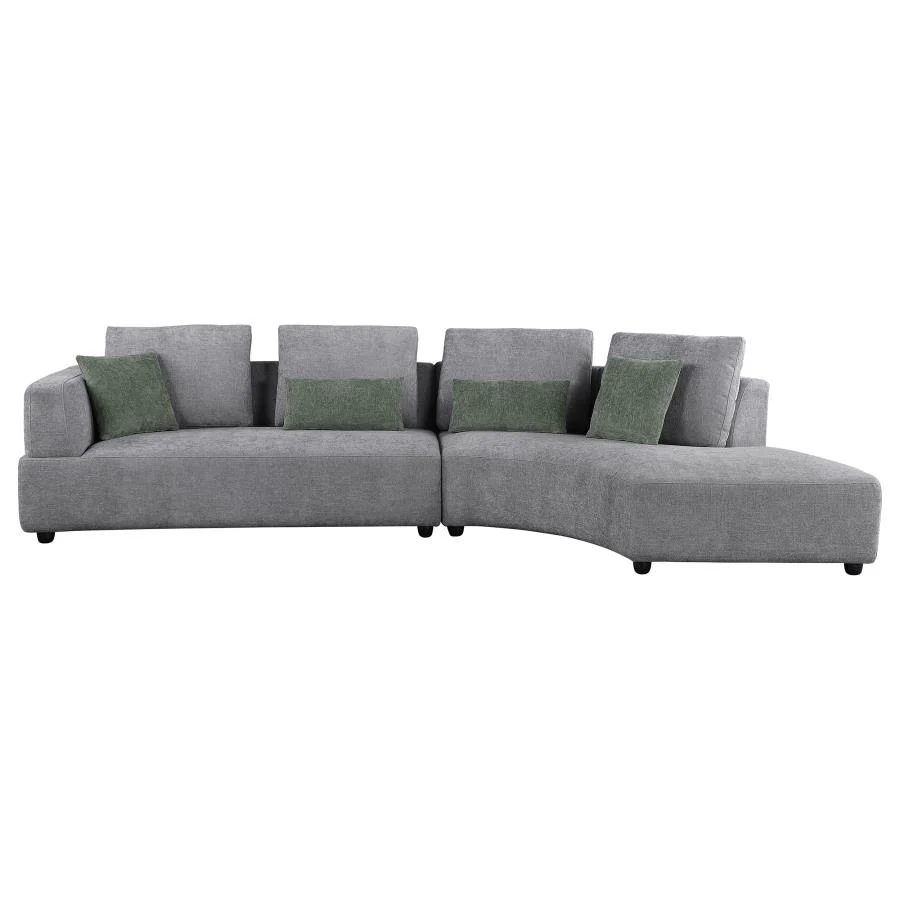Toscano 134-inch Upholstered Sectional Sofa Grey - Image 2