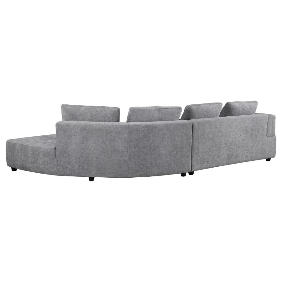 Toscano 134-inch Upholstered Sectional Sofa Grey - Image 3