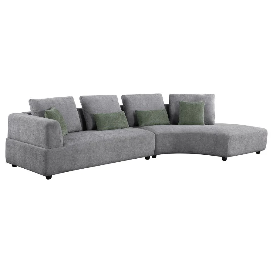 Toscano 134-inch Upholstered Sectional Sofa Grey - Image 9