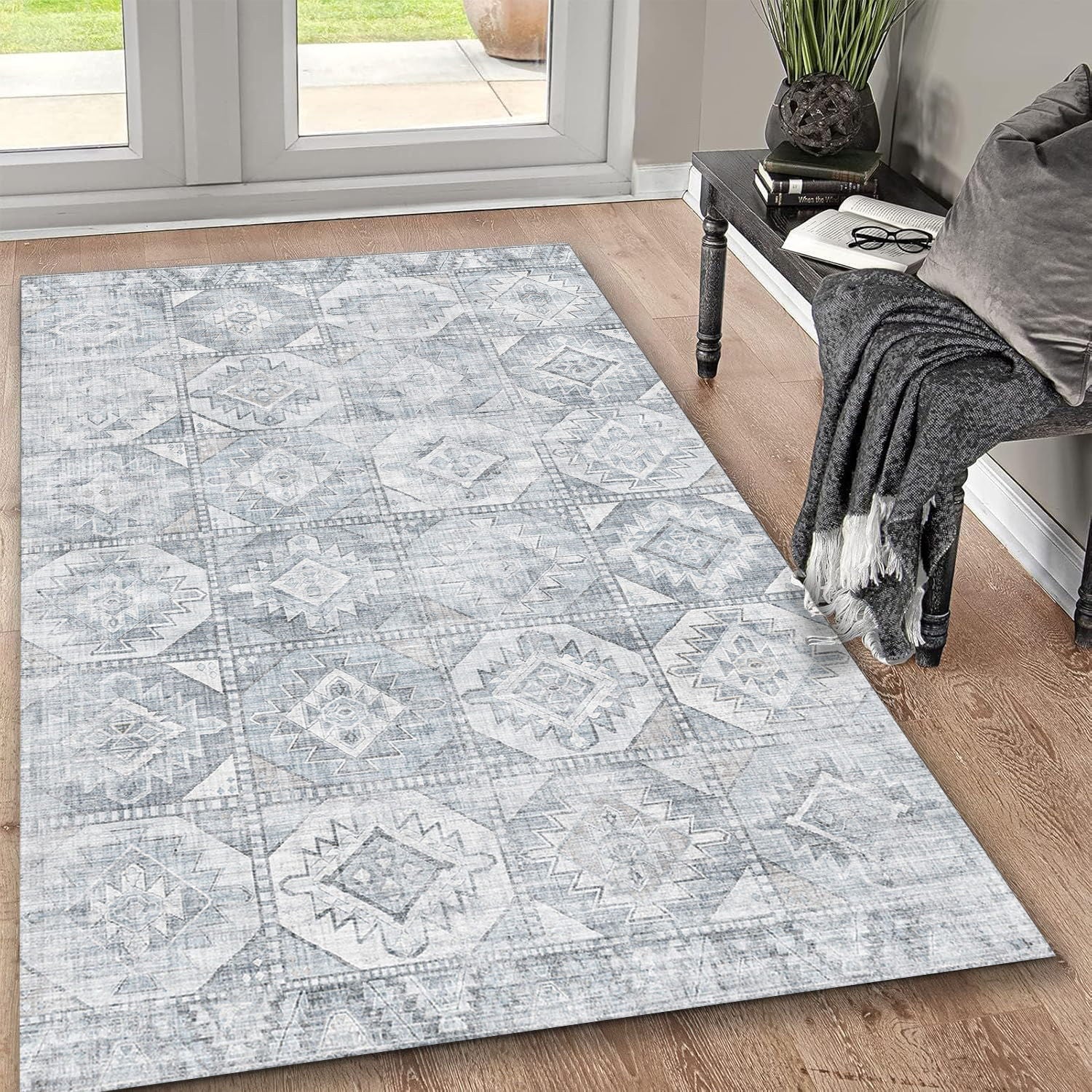 Toucan - 5' X 7' Washable Non - Slip Area Rug - Silver - Image 3