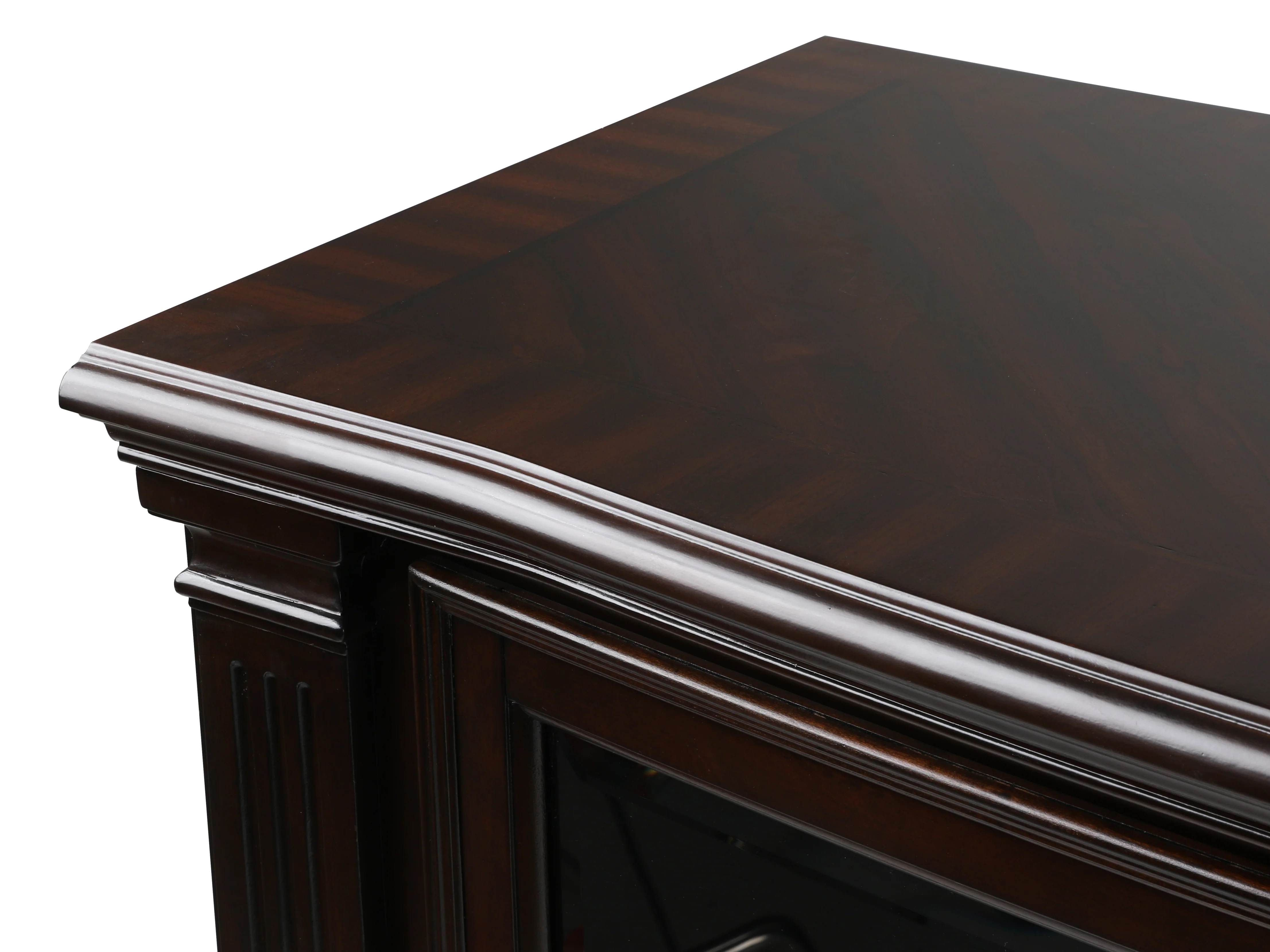 Traditional Dark Cherry Entertainment Center with Lighted Piers - Image 5