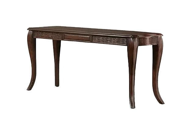 Traditional Dark Wood Sofa Table with Curved Legs - Image 2