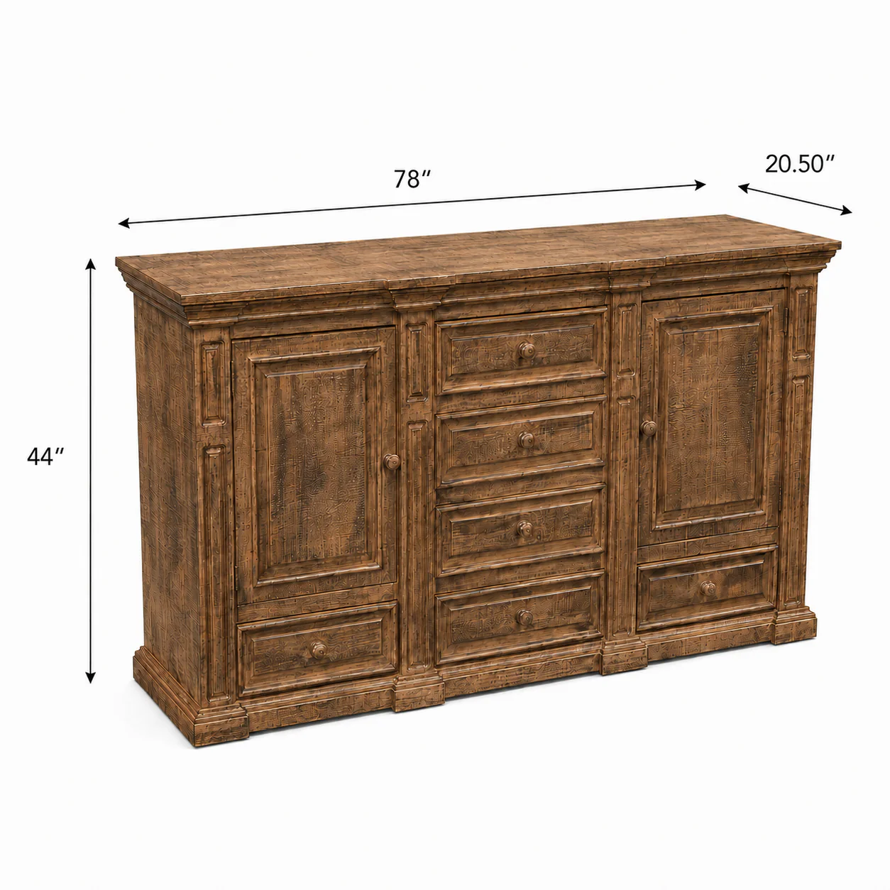 Traditional Rustic Natural Wood 6 Piece Bedroom Set with Panel Bed, Dresser, Mirror & Nightstand - Image 13