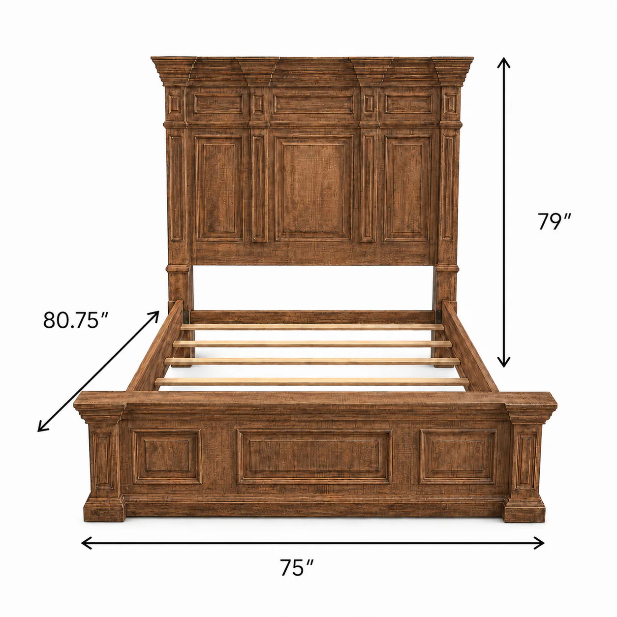 Traditional Rustic Natural Wood 6 Piece Bedroom Set with Panel Bed, Dresser, Mirror & Nightstand - Image 15