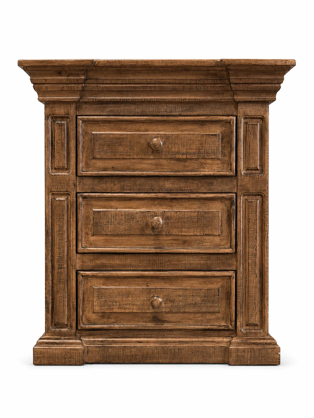 Traditional Rustic Natural Wood 6 Piece Bedroom Set with Panel Bed, Dresser, Mirror & Nightstand - Image 8