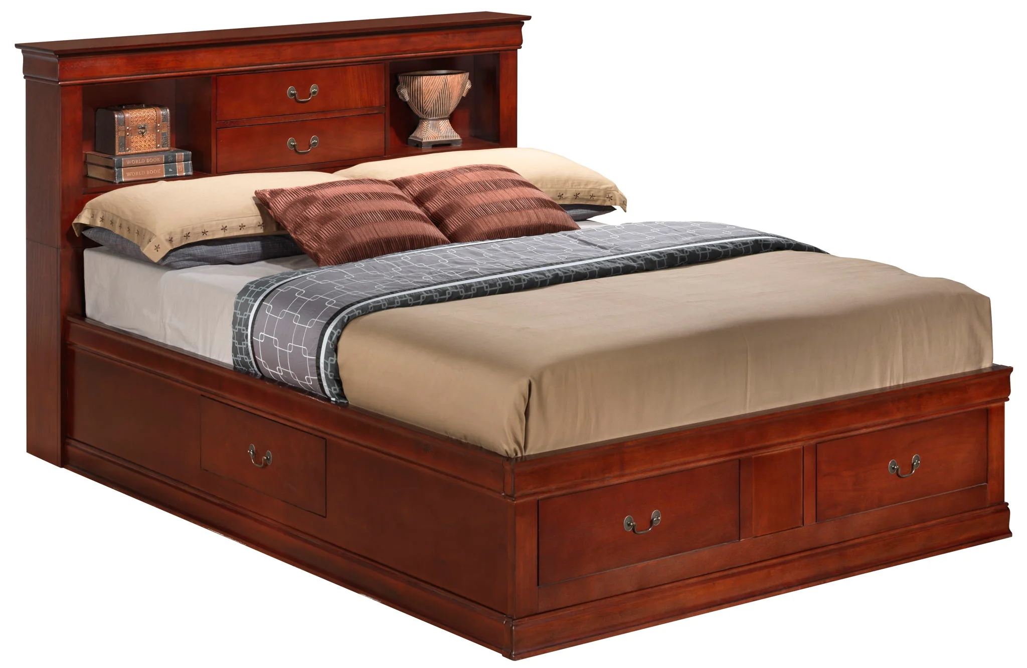 Traditional Style Bookcase Storage Bed
