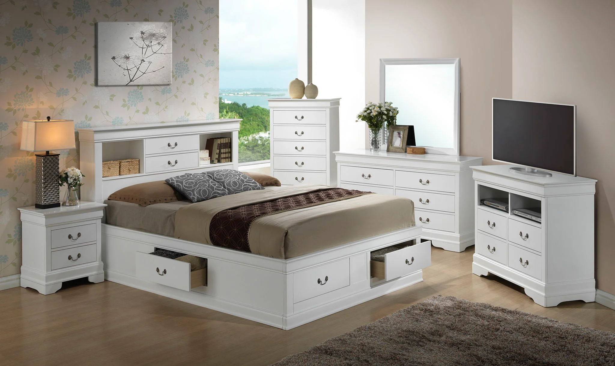 Traditional Style Bookcase Storage Bed - Image 14