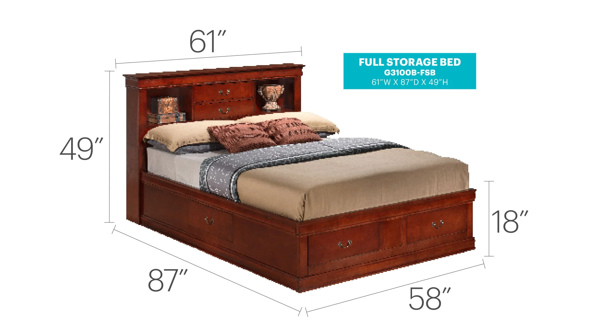 Traditional Style Bookcase Storage Bed - Image 19