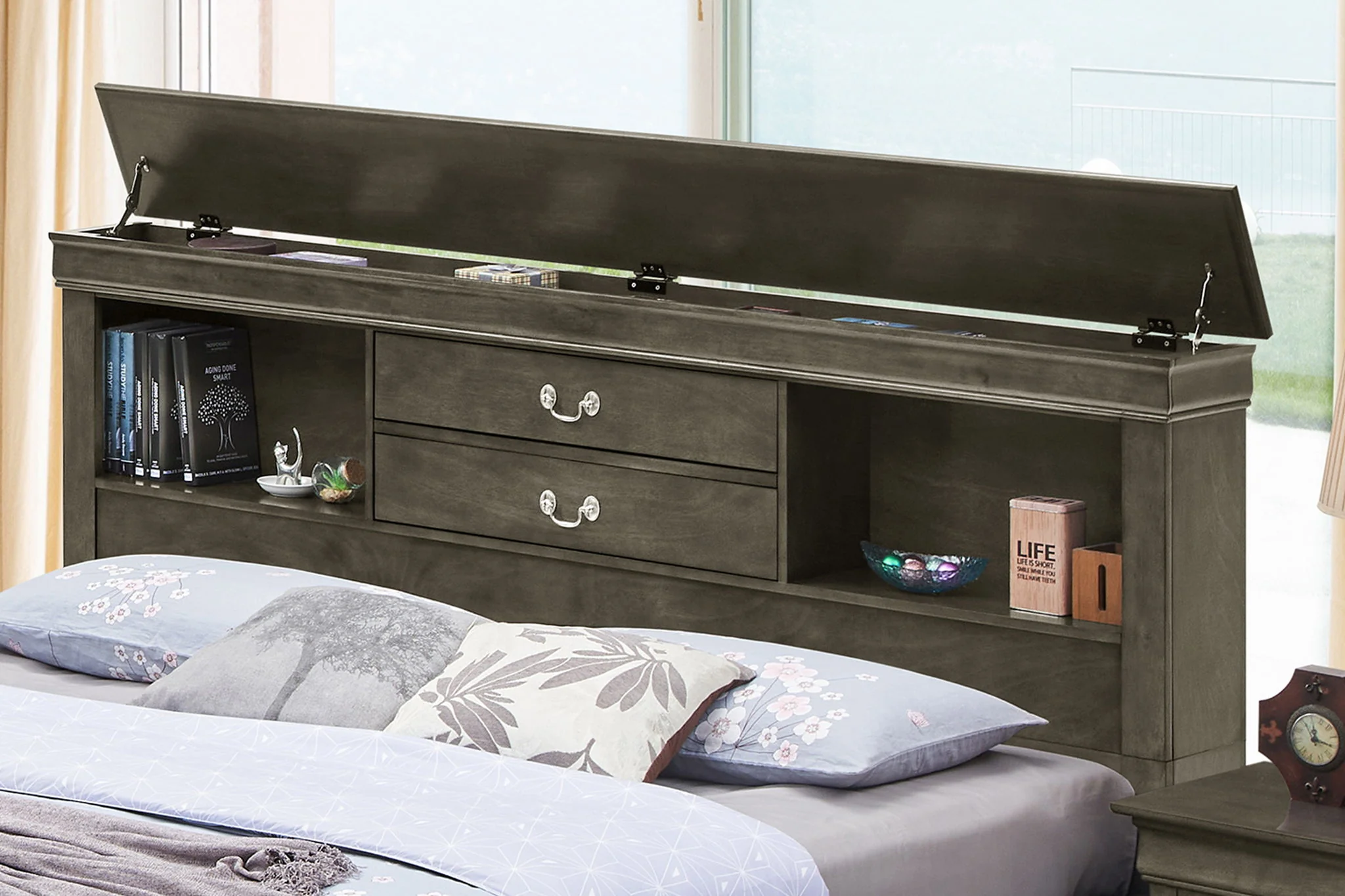 Traditional Style Bookcase Storage Bed - Image 24