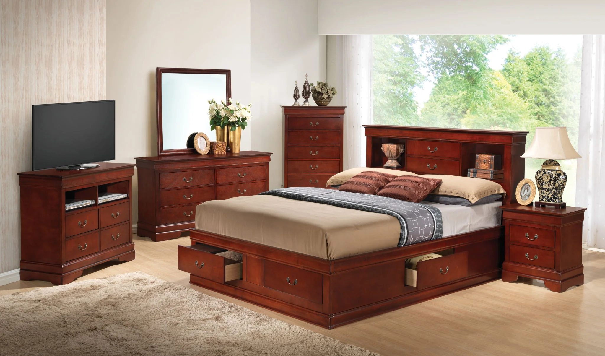 Traditional Style Bookcase Storage Bed - Image 40