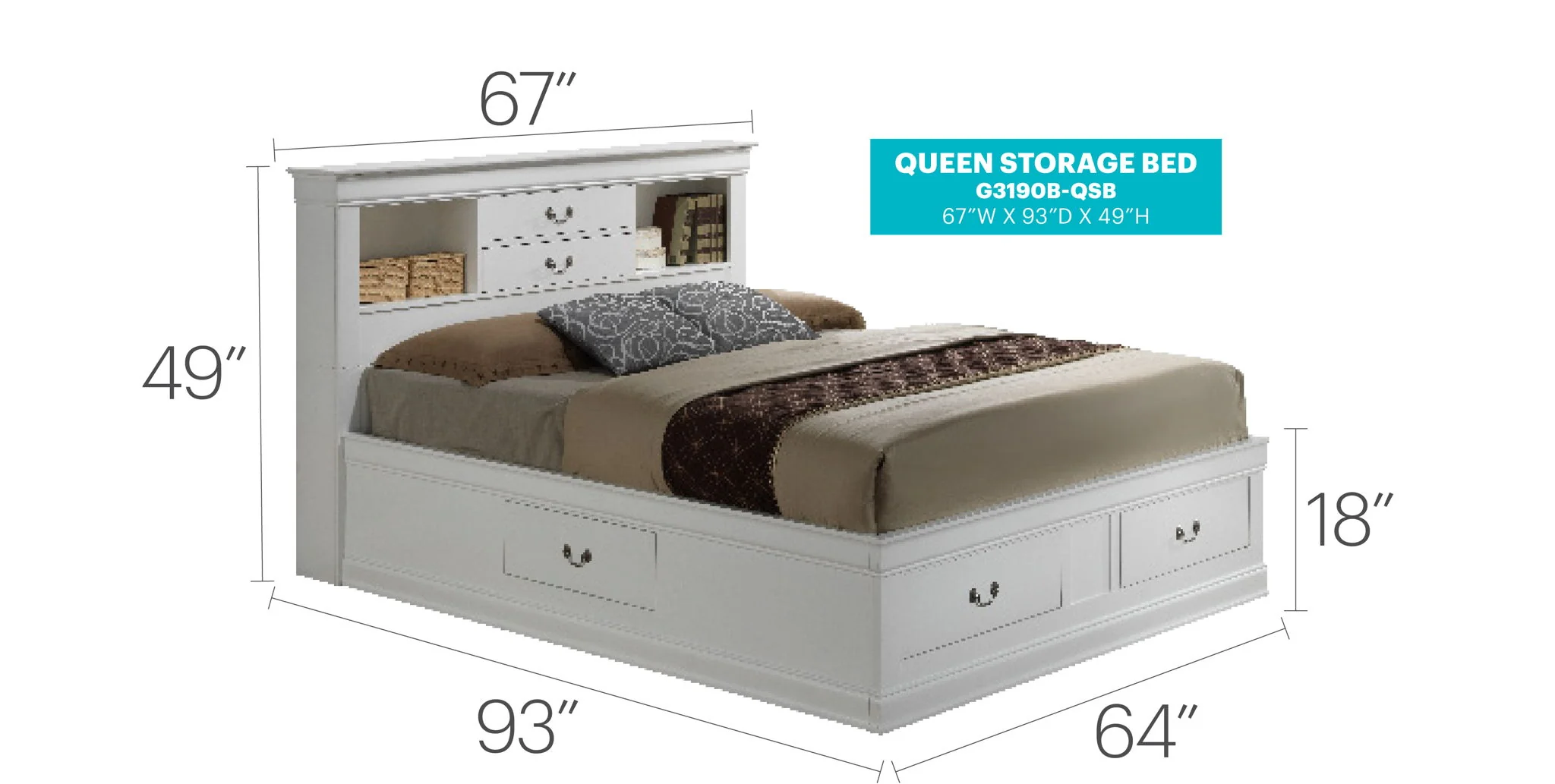 Traditional Style Bookcase Storage Bed - Image 41