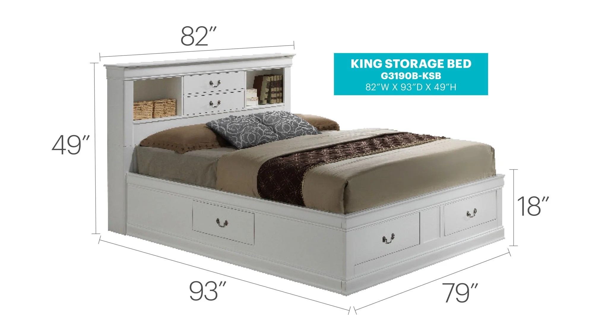 Traditional Style Bookcase Storage Bed - Image 53
