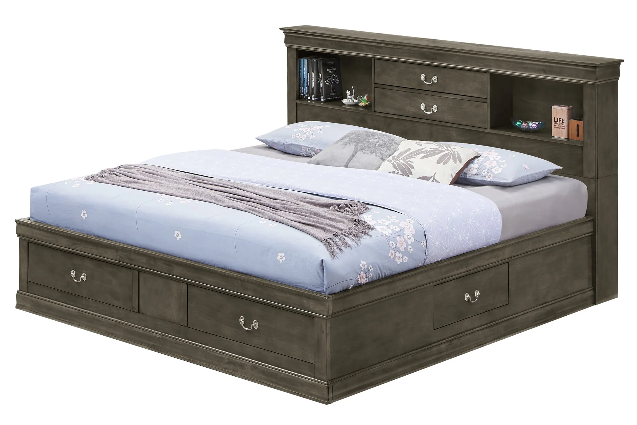 Traditional Style Bookcase Storage Bed - Image 8