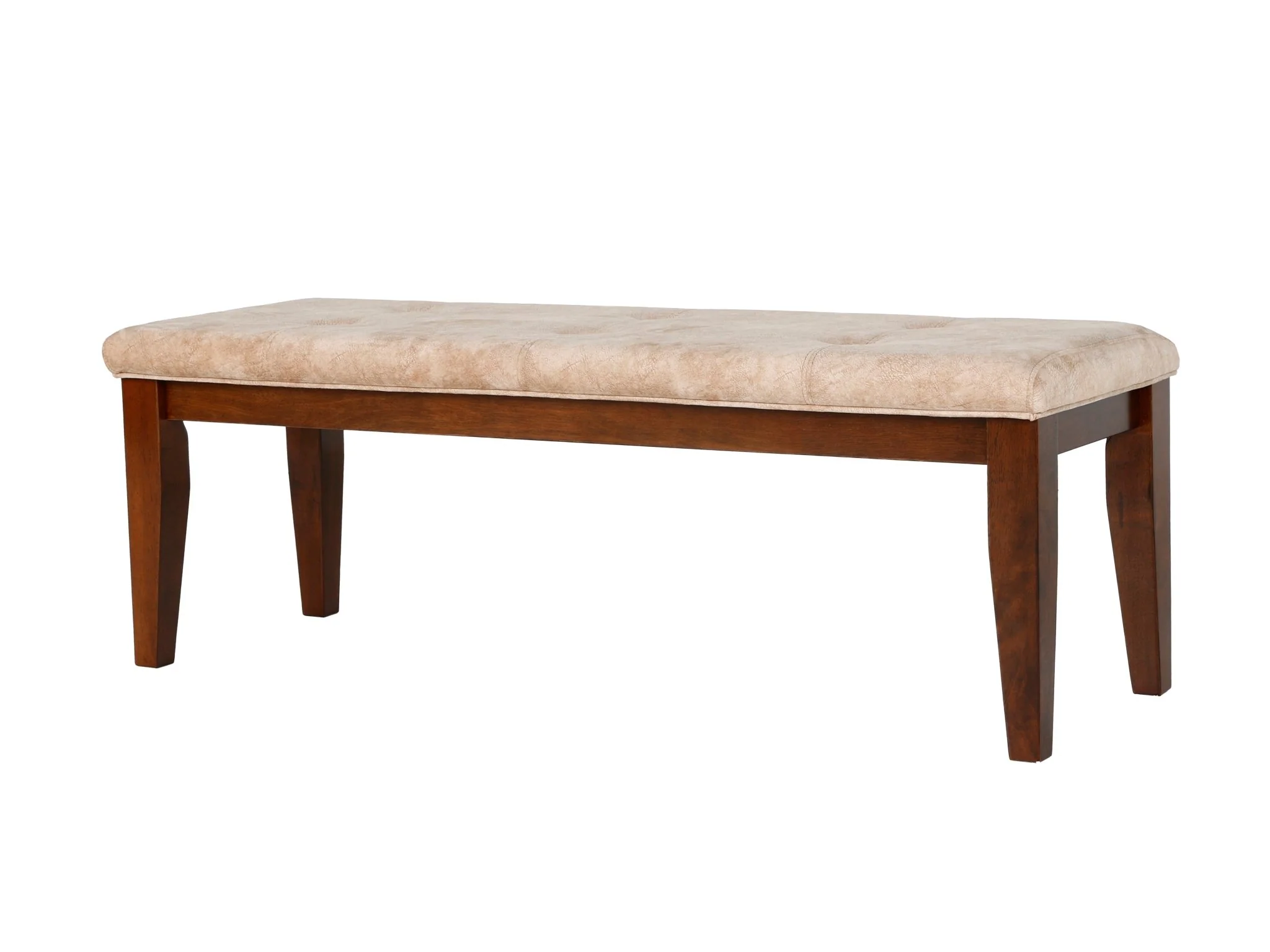 Transitional Brown Cherry 6-Piece Dining Set – 67" Table, Tufted Beige Upholstered Chairs & Bench - Image 6