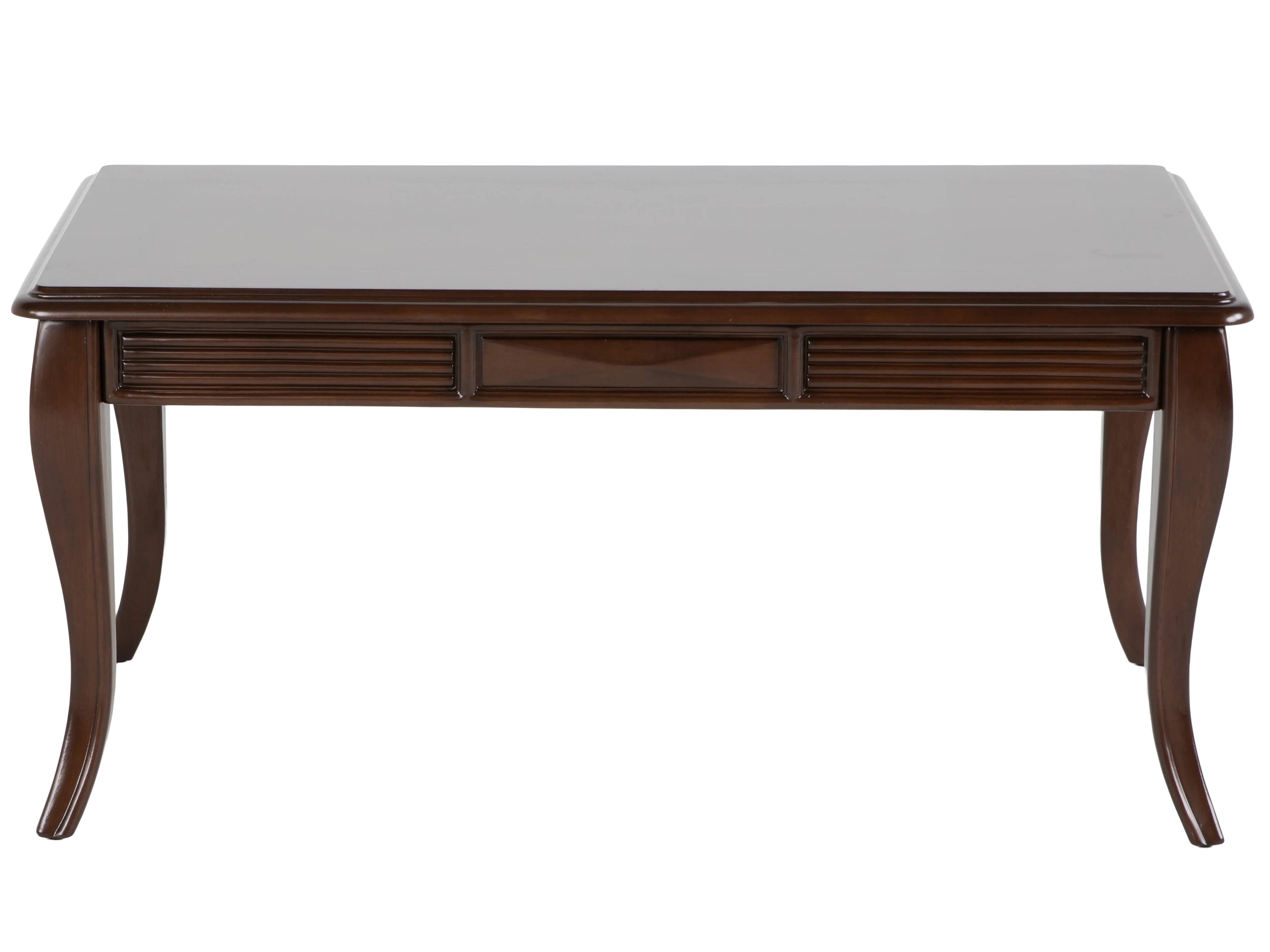 Transitional Dark Brown 3-Piece Coffee Table Set with Framed Inlay-Style Tops & Curved Legs - Image 5