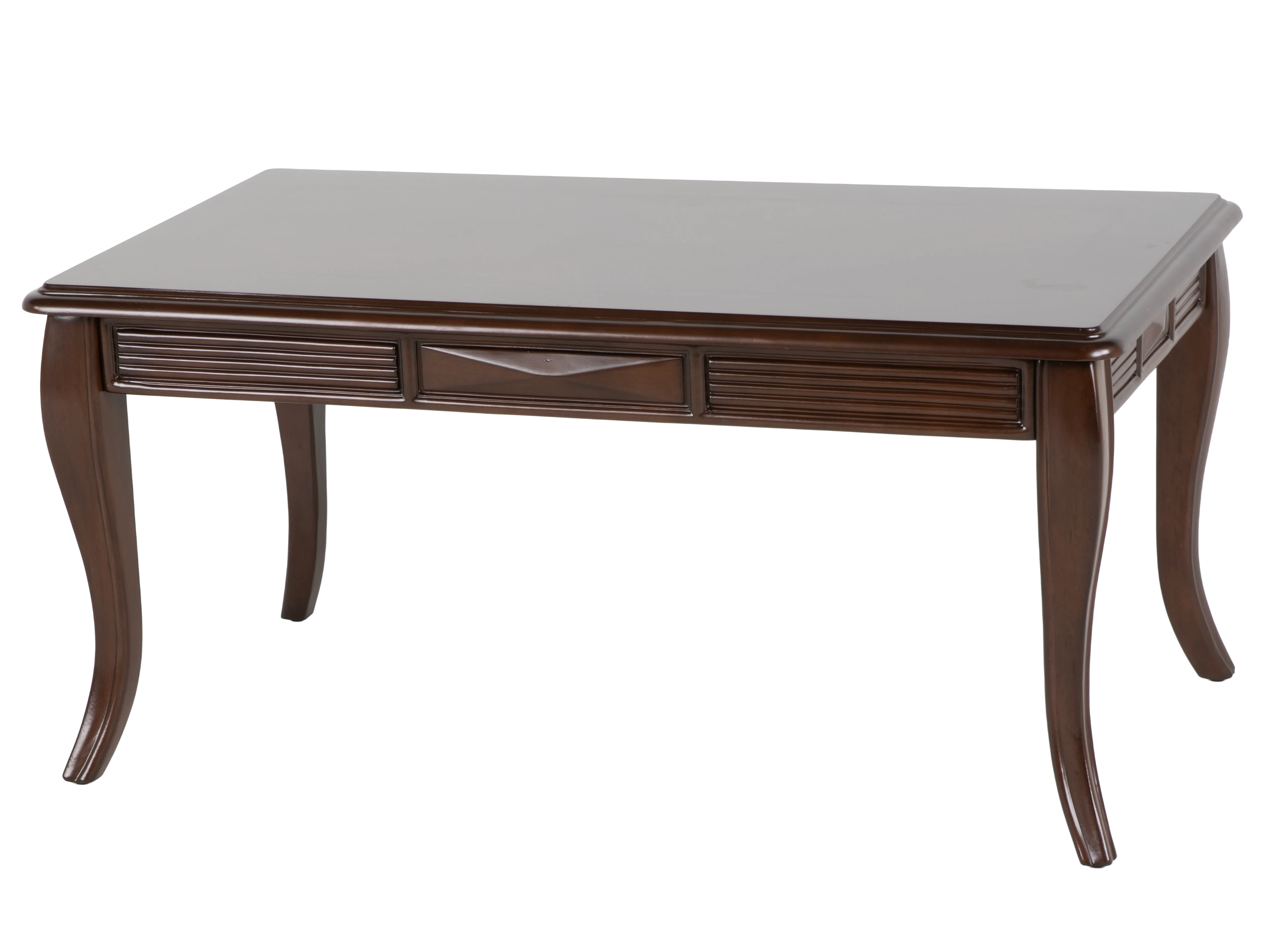 Transitional Dark Brown 3-Piece Coffee Table Set with Framed Inlay-Style Tops & Curved Legs - Image 6