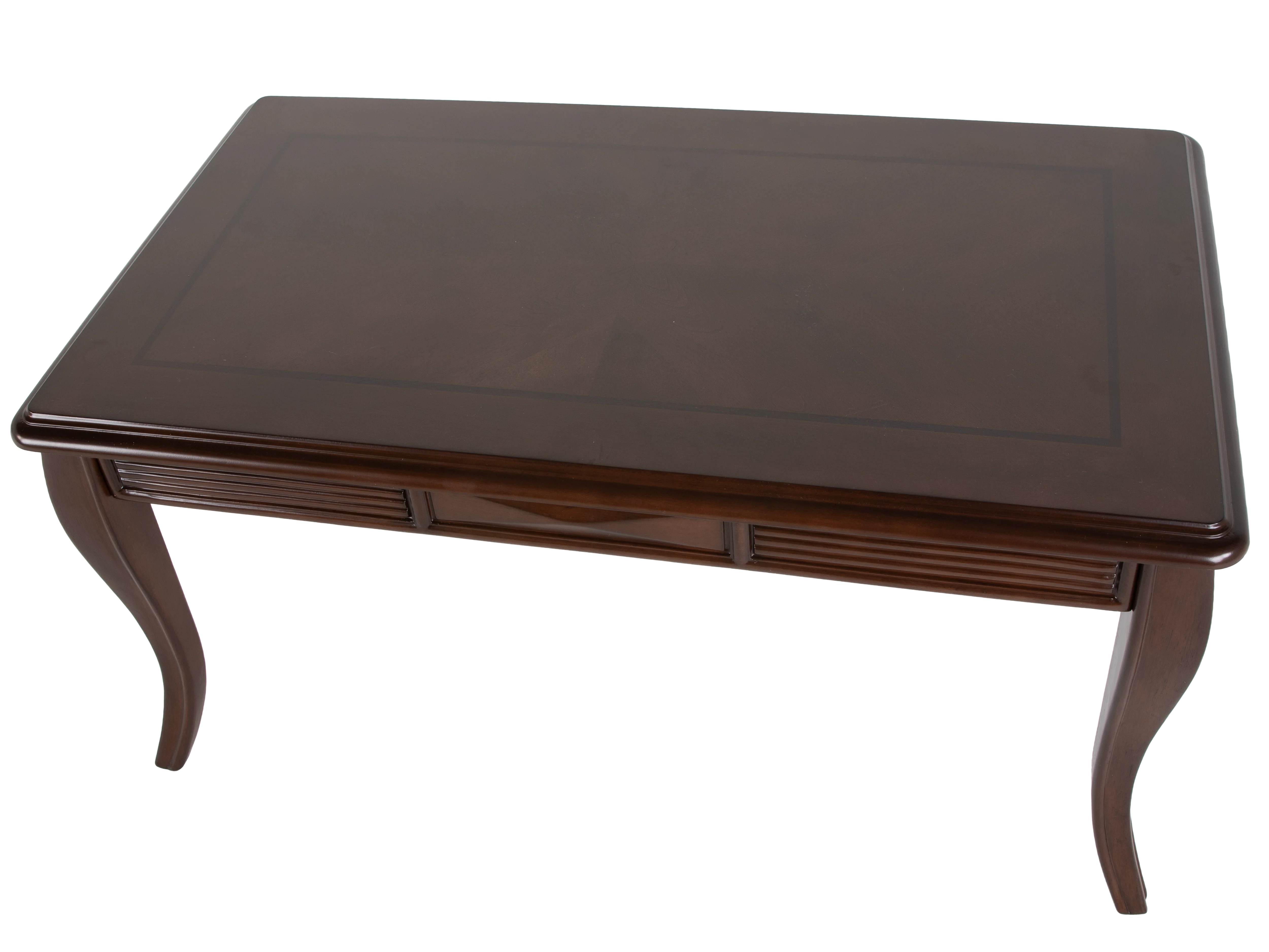Transitional Dark Brown 3-Piece Coffee Table Set with Framed Inlay-Style Tops & Curved Legs - Image 9