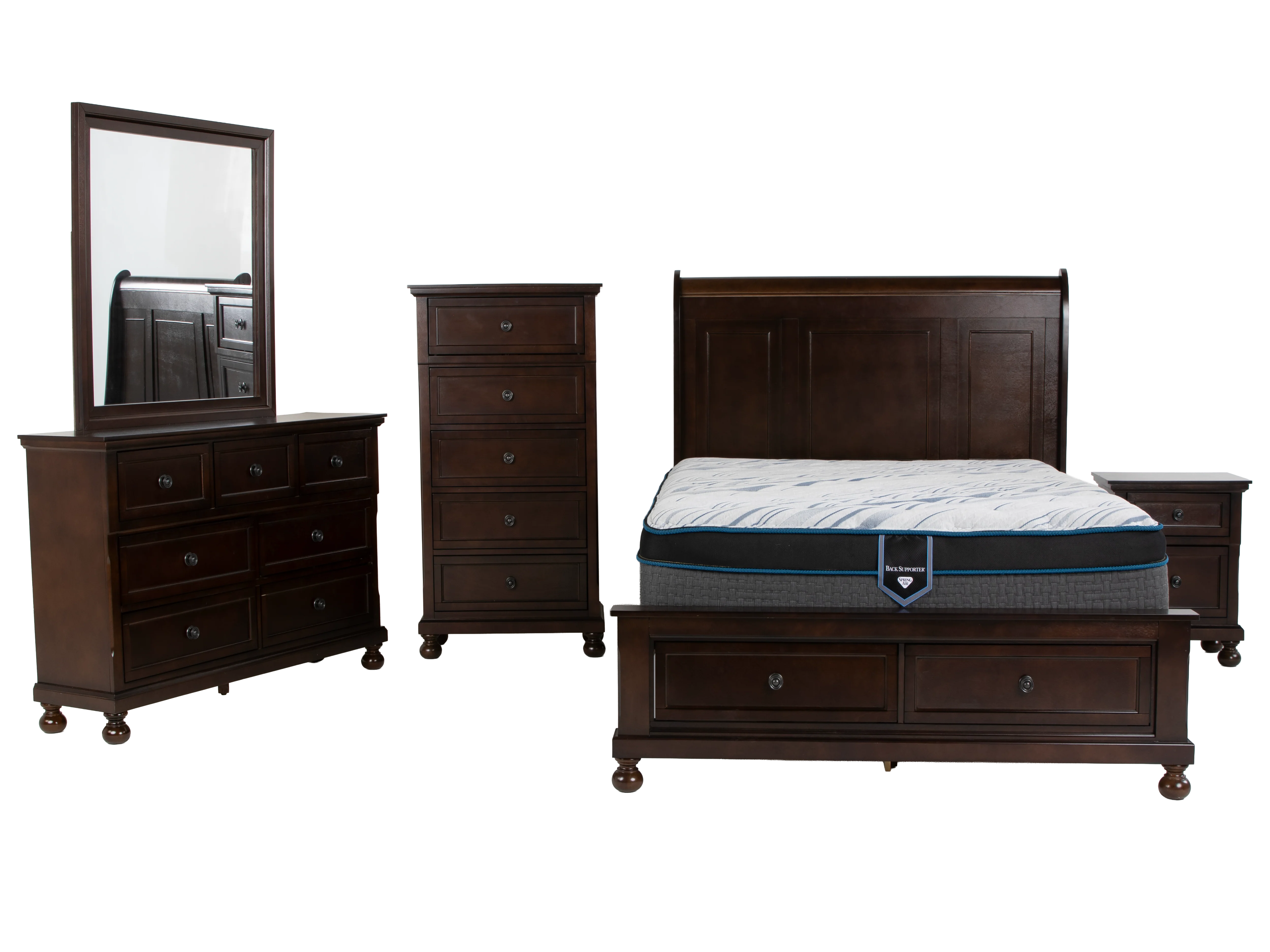 Transitional Espresso 6-Piece Queen Storage Bedroom Set (Bed, Dresser, Mirror, & Nightstand) - Image 3