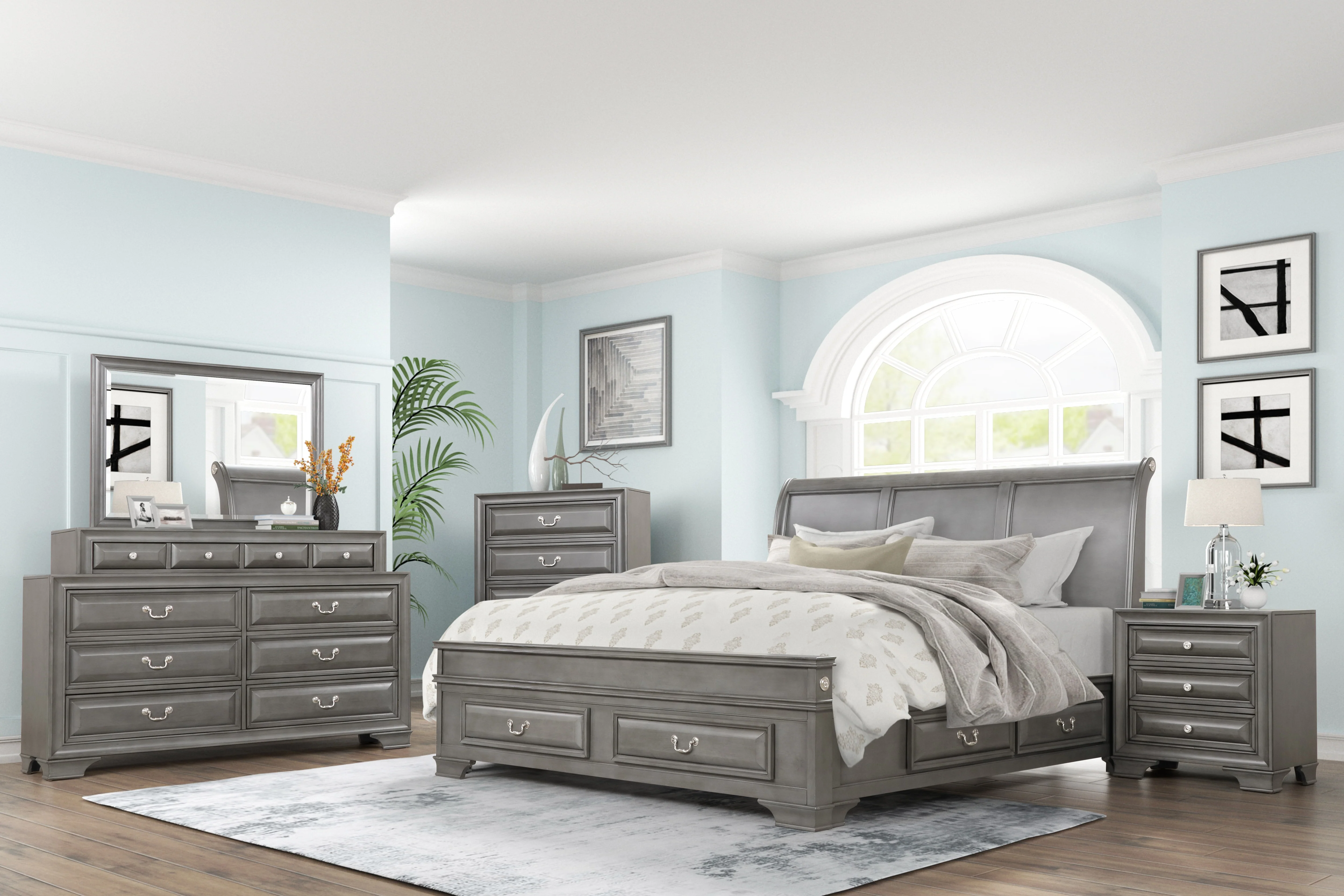 Transitional Gray 5-Drawer Bedroom Chest (Smoky Gray)