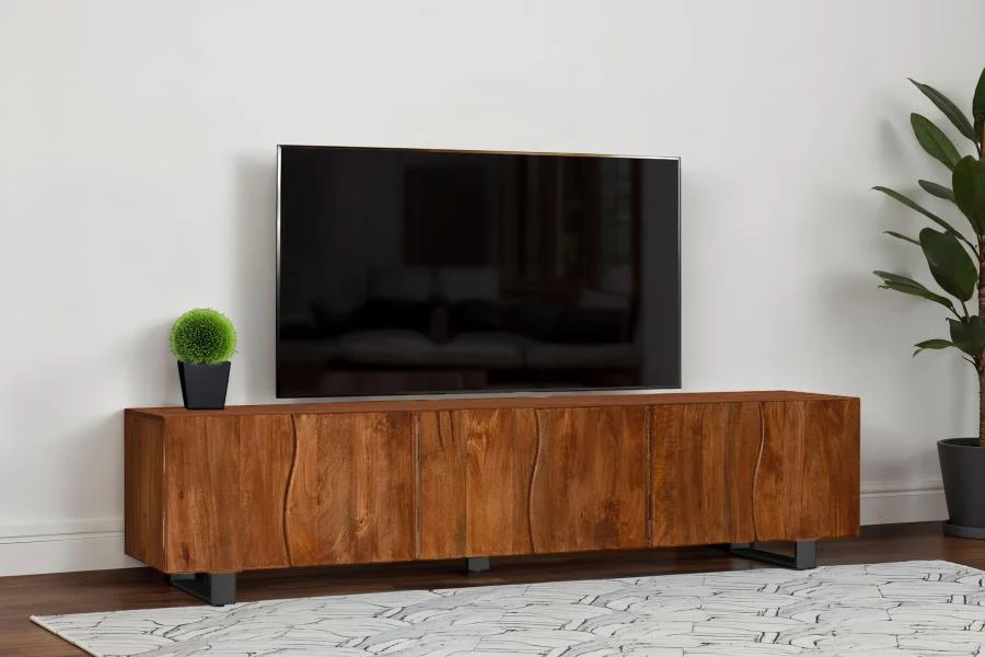 Trask - Wood TV Stand Media Console - Mango Brown - Image 2