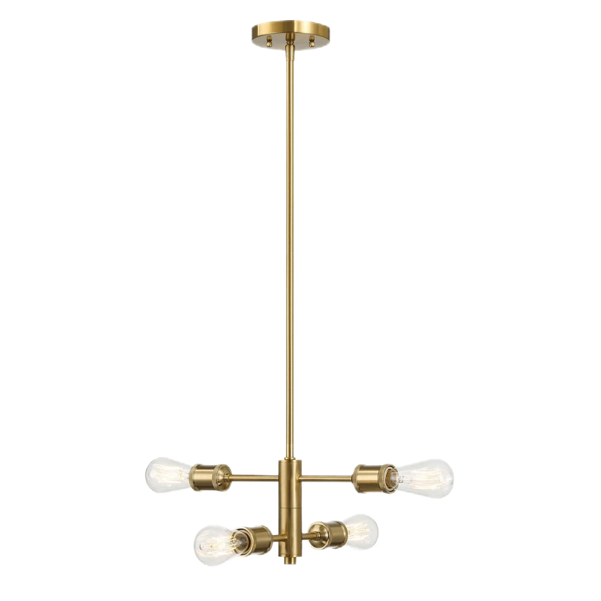 Trellis - 4 Lights Modern Gold Chandelier Vintage Pendant Fixture For Living Room - Clear / Gold - Image 6